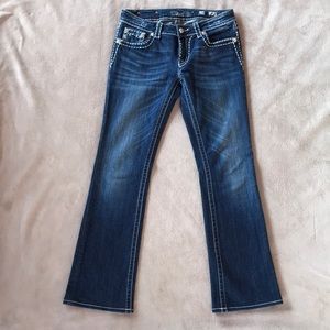 Miss Me boot cut, dark washed jeans. Size 29